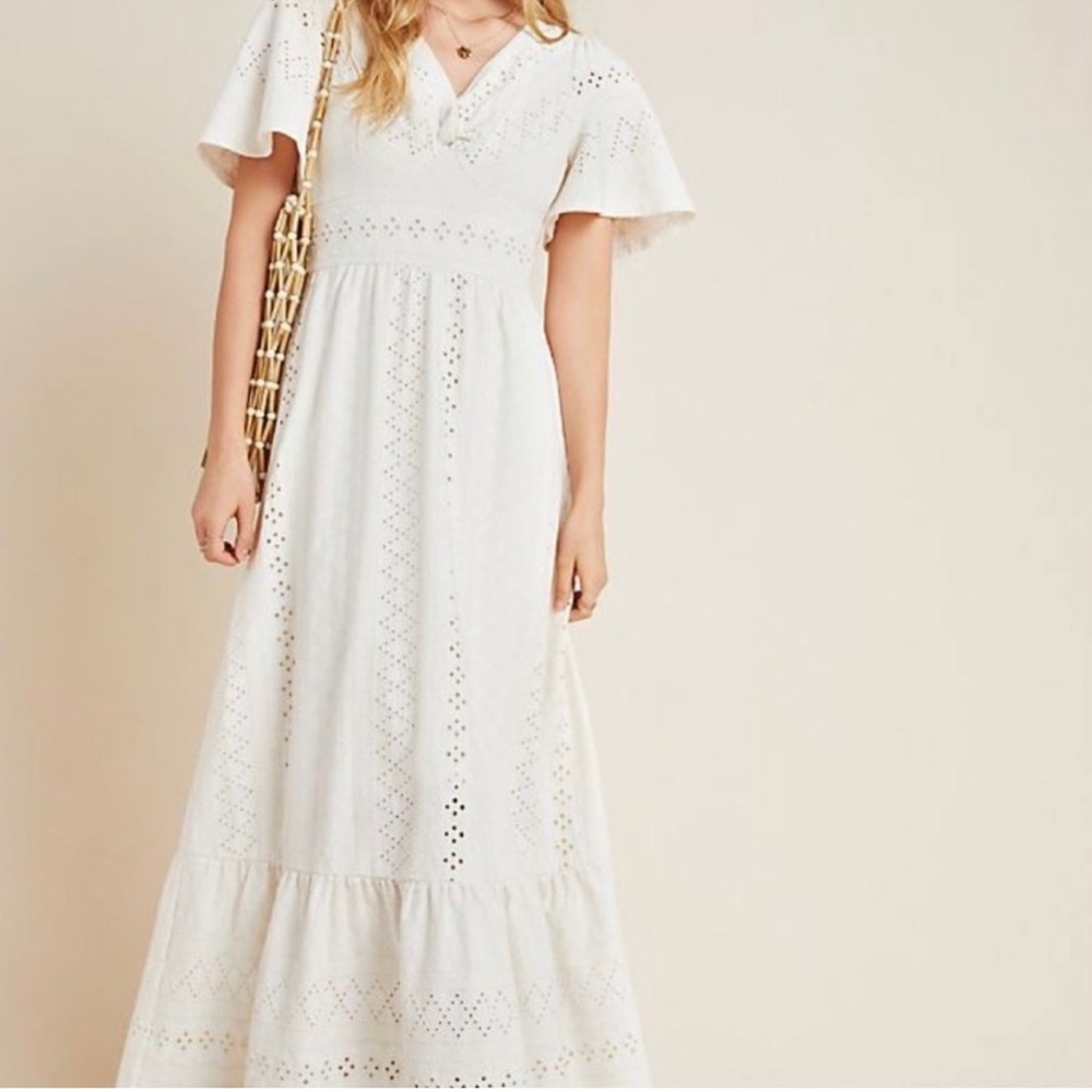 Anthropologie Rochelle Eyelet Maxi Dress